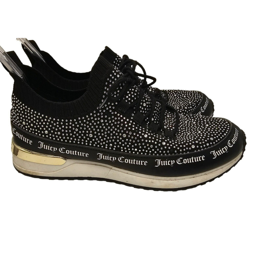 JUICY COUTURE Sneakers Womens Size 10 Bellamy Black Rhinestone Shoes Walking - Picture 2 of 12